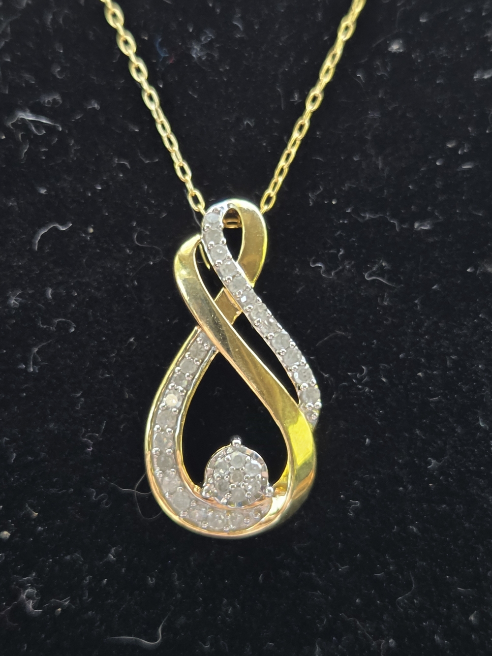 925 Sterling Silver -14k Gold Vermeil & .25CT Natural Diamond Teardrop Necklace